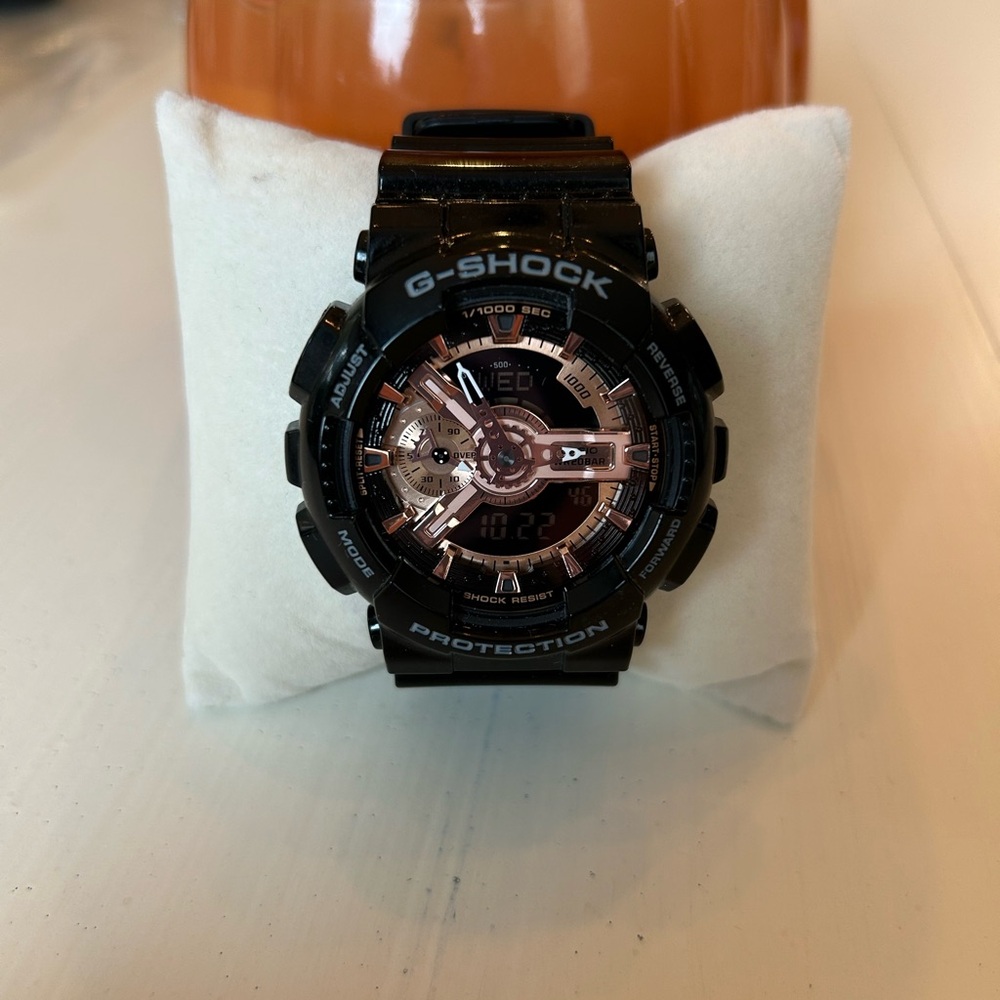 G-Shock Black and Metallic Pink Watch
